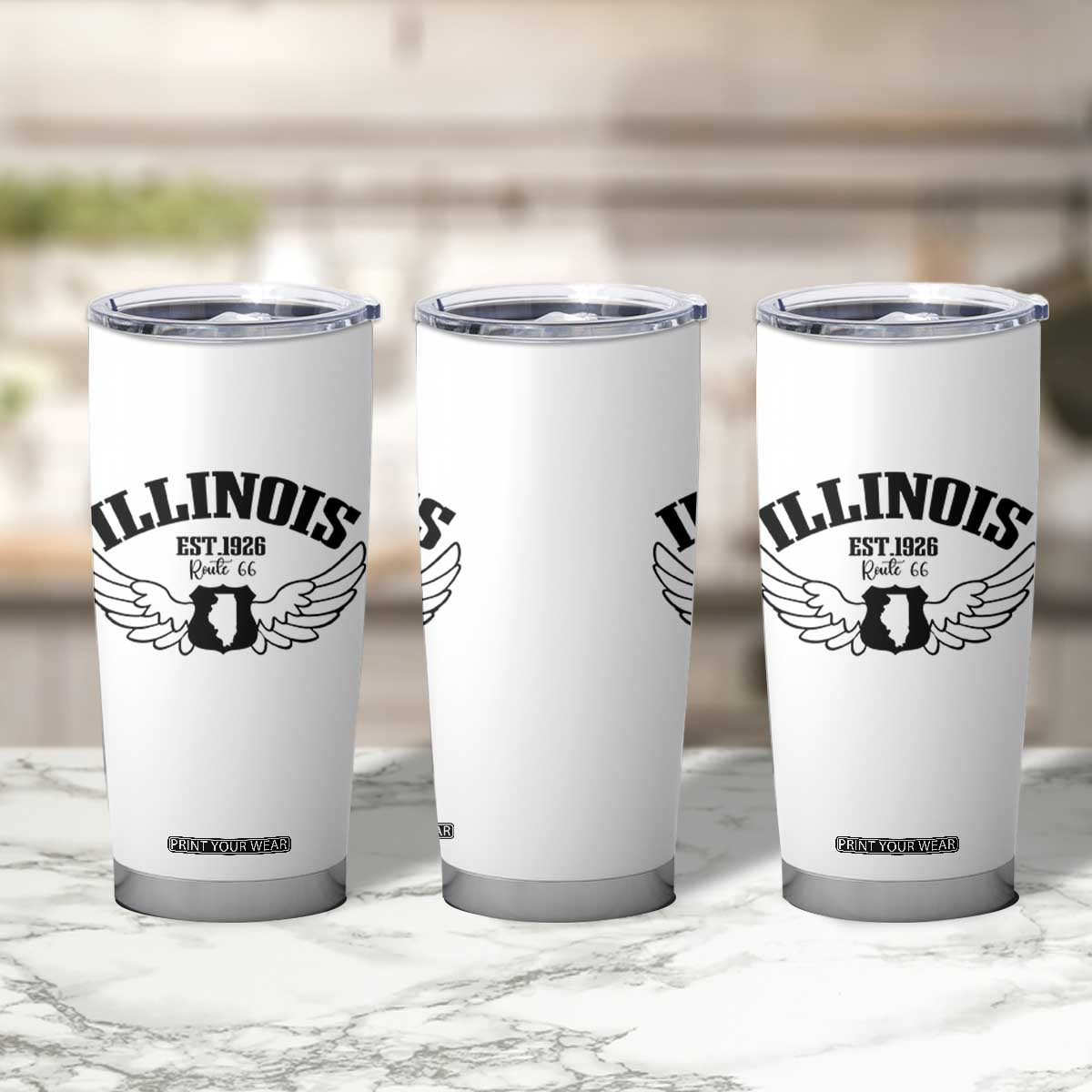 Illinois Route Highway 66 Souvenir Tumbler Cup Open Road Adventure TS12 Print Your Wear