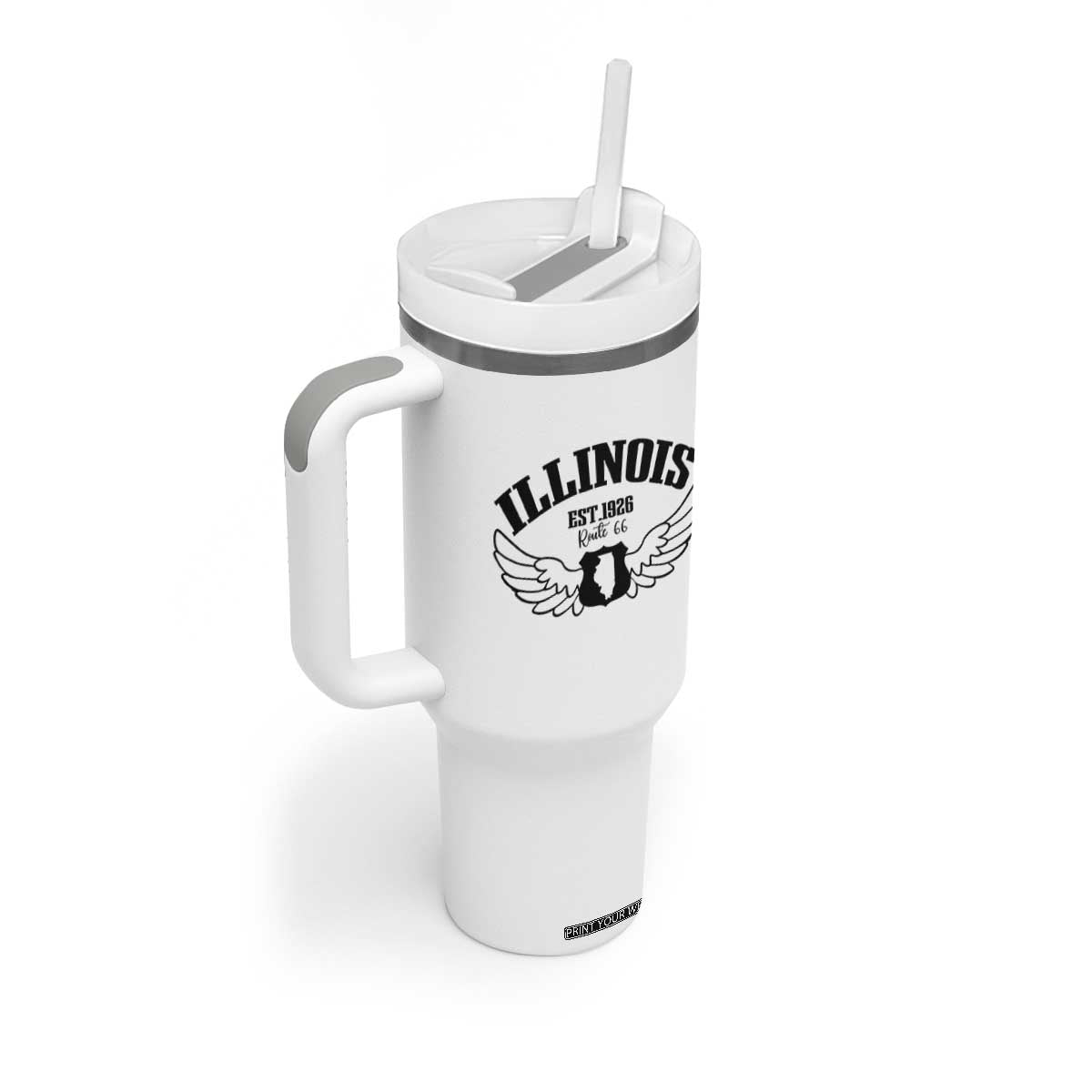 Illinois Route Highway 66 Souvenir Tumbler With Handle Open Road Adventure TS12 Print Your Wear