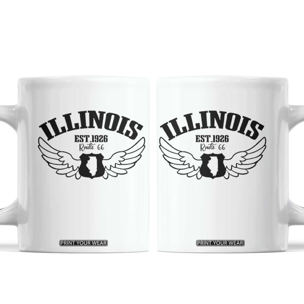 Illinois Route Highway 66 Souvenir Coffee Mug Open Road Adventure TS12 White Print Your Wear