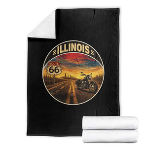 Illinois Route Highway 66 Motorcycle Throw Blanket Road Trip Adventure TS12 Black Print Your Wear