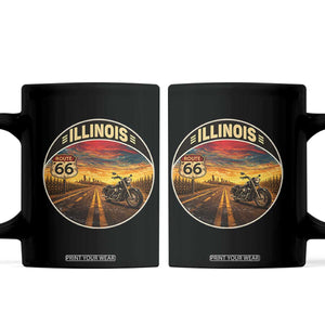 Illinois Route Highway 66 Motorcycle Coffee Mug Road Trip Adventure TS12 Black Print Your Wear