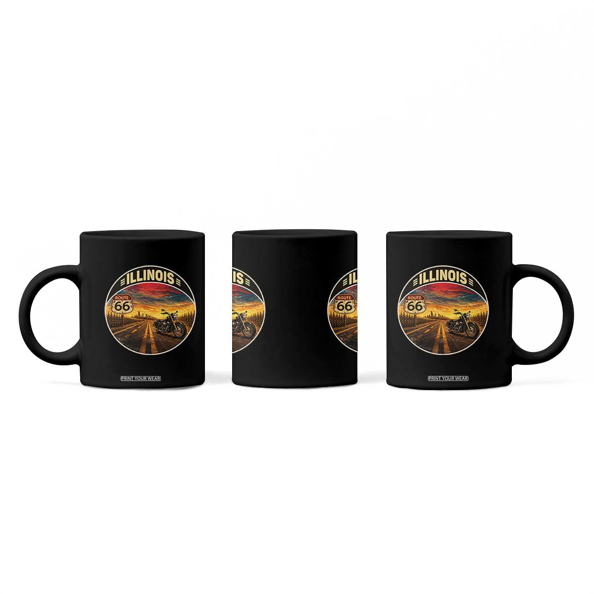 Illinois Route Highway 66 Motorcycle Coffee Mug Road Trip Adventure TS12 Print Your Wear