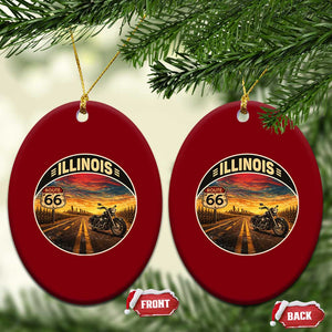 Illinois Route Highway 66 Motorcycle Ceramic Ornament Road Trip Adventure TS12 Print Your Wear