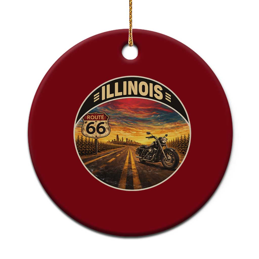 Illinois Route Highway 66 Motorcycle Ceramic Ornament Road Trip Adventure TS12 1pc Red Print Your Wear