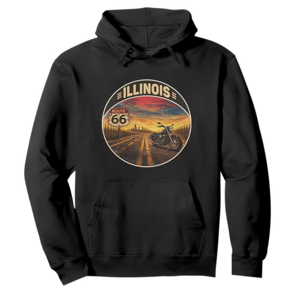 Illinois Route Highway 66 Motorcycle Hoodie Road Trip Adventure TS12 Black Print Your Wear