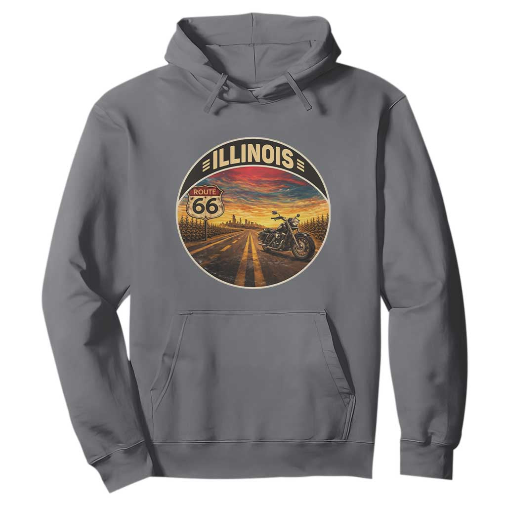Illinois Route Highway 66 Motorcycle Hoodie Road Trip Adventure TS12 Charcoal Print Your Wear