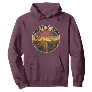 Illinois Route Highway 66 Motorcycle Hoodie Road Trip Adventure TS12 Maroon Print Your Wear