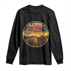 Illinois Route Highway 66 Motorcycle Long Sleeve Shirt Road Trip Adventure TS12 Black Print Your Wear