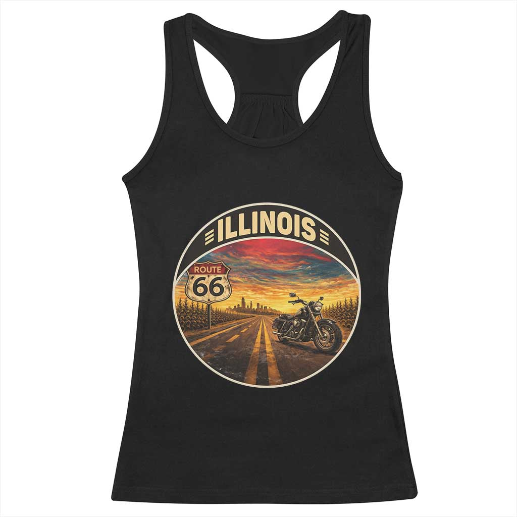 Illinois Route Highway 66 Motorcycle Racerback Tank Top Road Trip Adventure TS12 Black Print Your Wear