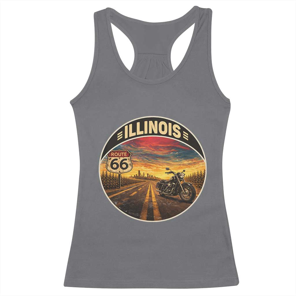 Illinois Route Highway 66 Motorcycle Racerback Tank Top Road Trip Adventure TS12 Charcoal Print Your Wear