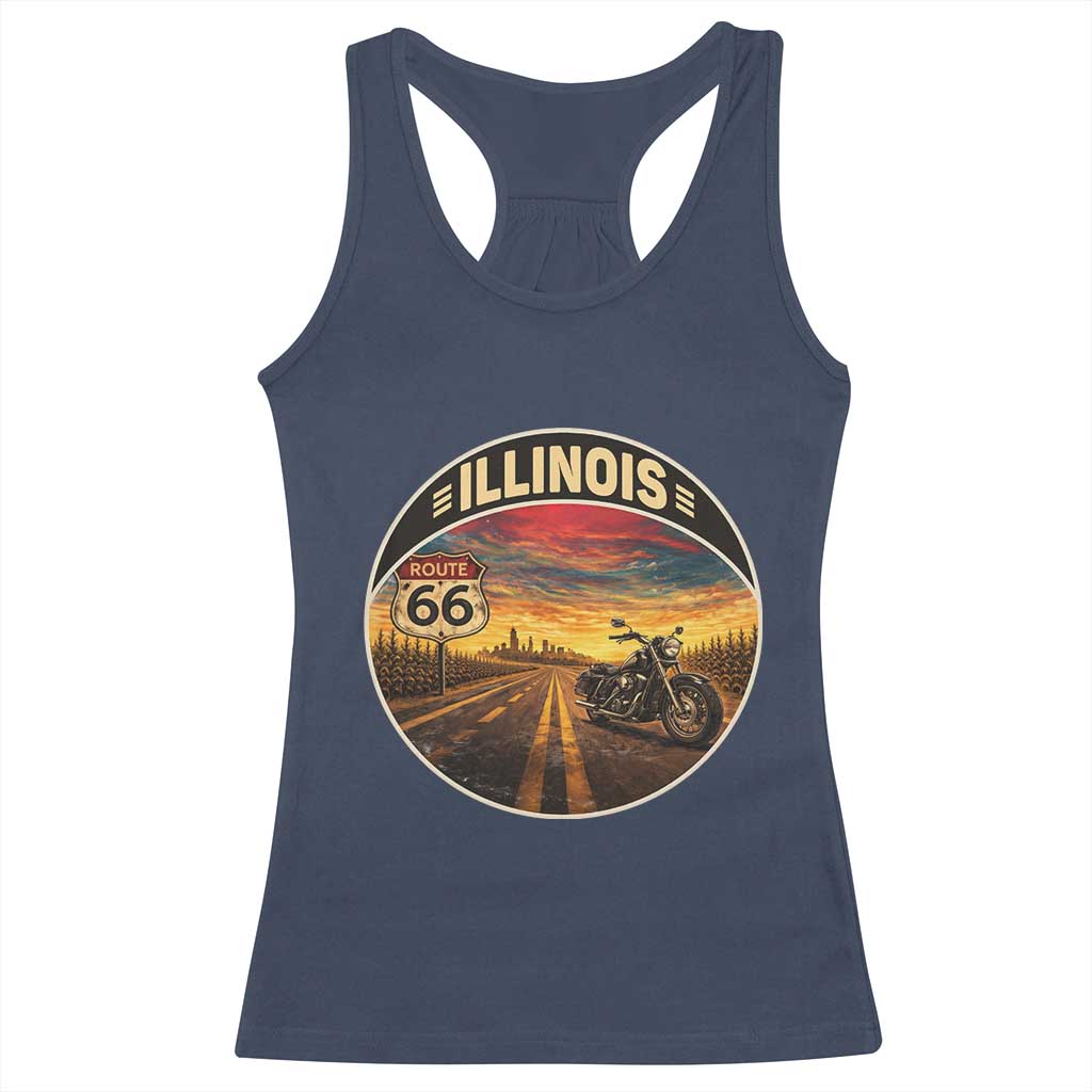 Illinois Route Highway 66 Motorcycle Racerback Tank Top Road Trip Adventure TS12 Navy Print Your Wear