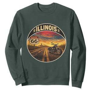 Illinois Route Highway 66 Motorcycle Sweatshirt Road Trip Adventure TS12 Dark Forest Green Print Your Wear