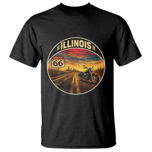 Illinois Route Highway 66 Motorcycle T Shirt Road Trip Adventure TS12 Black Print Your Wear