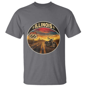 Illinois Route Highway 66 Motorcycle T Shirt Road Trip Adventure TS12 Charcoal Print Your Wear