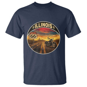 Illinois Route Highway 66 Motorcycle T Shirt Road Trip Adventure TS12 Navy Print Your Wear