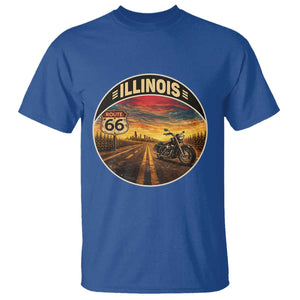 Illinois Route Highway 66 Motorcycle T Shirt Road Trip Adventure TS12 Royal Blue Print Your Wear