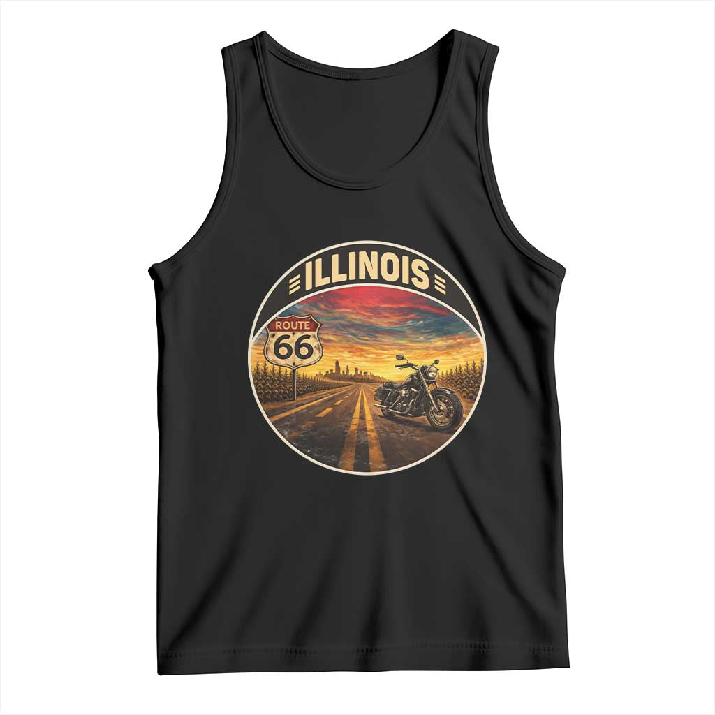 Illinois Route Highway 66 Motorcycle Tank Top Road Trip Adventure TS12 Black Print Your Wear