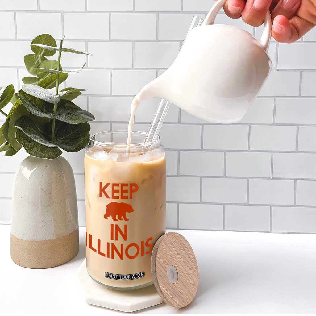 Keep Bear In Illinois CFB Glass Can Chicago Pride Gift TS12 Print Your Wear