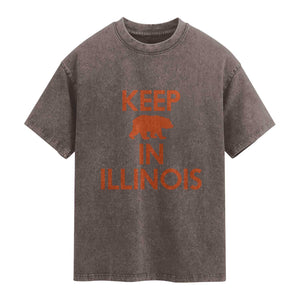 Keep Bear In Illinois CFB Washed Cotton T-Shirt Chicago Pride Gift