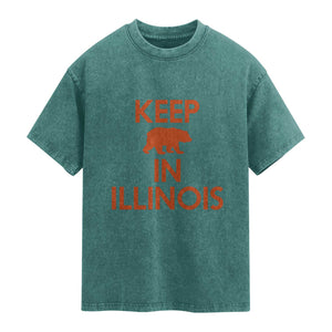 Keep Bear In Illinois CFB Washed Cotton T-Shirt Chicago Pride Gift