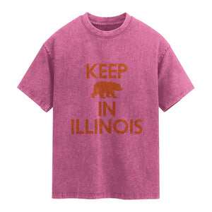 Keep Bear In Illinois CFB Washed Cotton T-Shirt Chicago Pride Gift