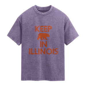 Keep Bear In Illinois CFB Washed Cotton T-Shirt Chicago Pride Gift