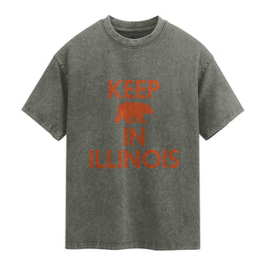Keep Bear In Illinois CFB Washed Cotton T-Shirt Chicago Pride Gift