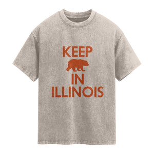 Keep Bear In Illinois CFB Washed Cotton T-Shirt Chicago Pride Gift