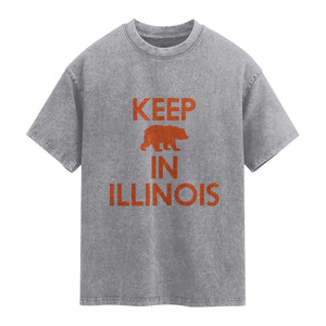 Keep Bear In Illinois CFB Washed Cotton T-Shirt Chicago Pride Gift