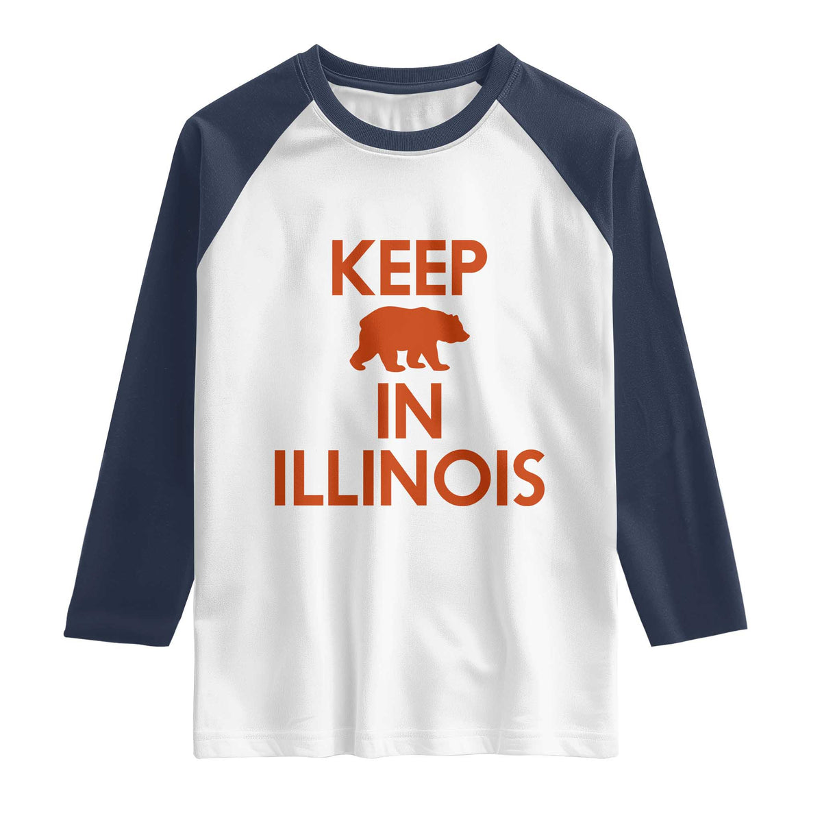 Keep Bear In Illinois CFB Raglan Shirt Chicago Pride Gift TS12 White Navy Print Your Wear