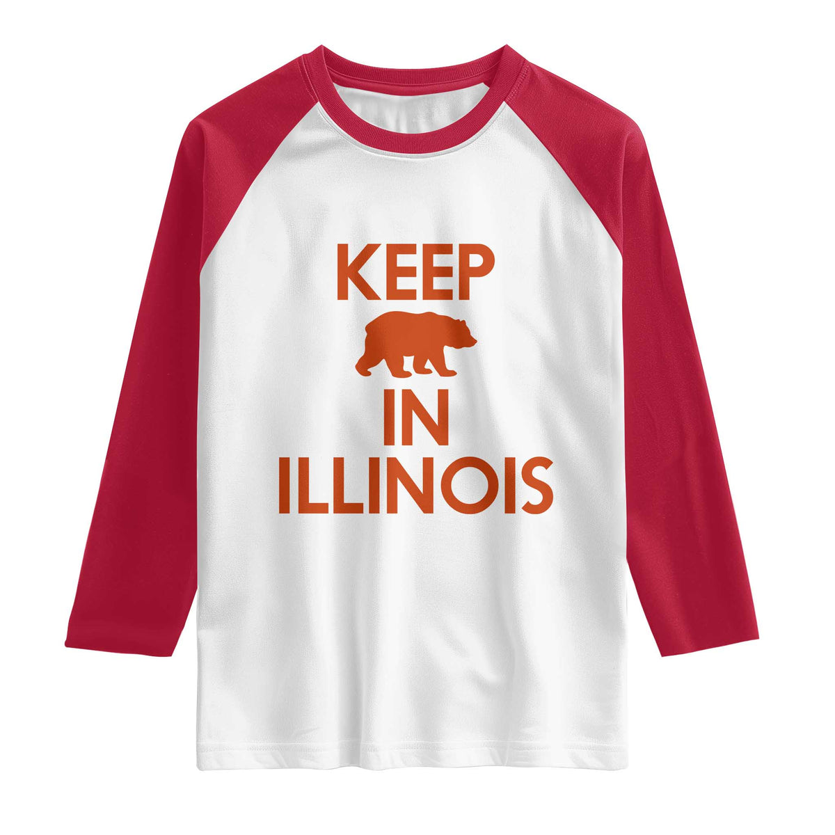 Keep Bear In Illinois CFB Raglan Shirt Chicago Pride Gift TS12 White Red Print Your Wear