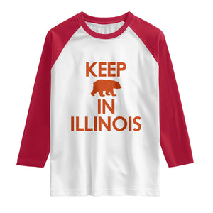 Keep Bear In Illinois CFB Raglan Shirt Chicago Pride Gift TS12 White Red Print Your Wear