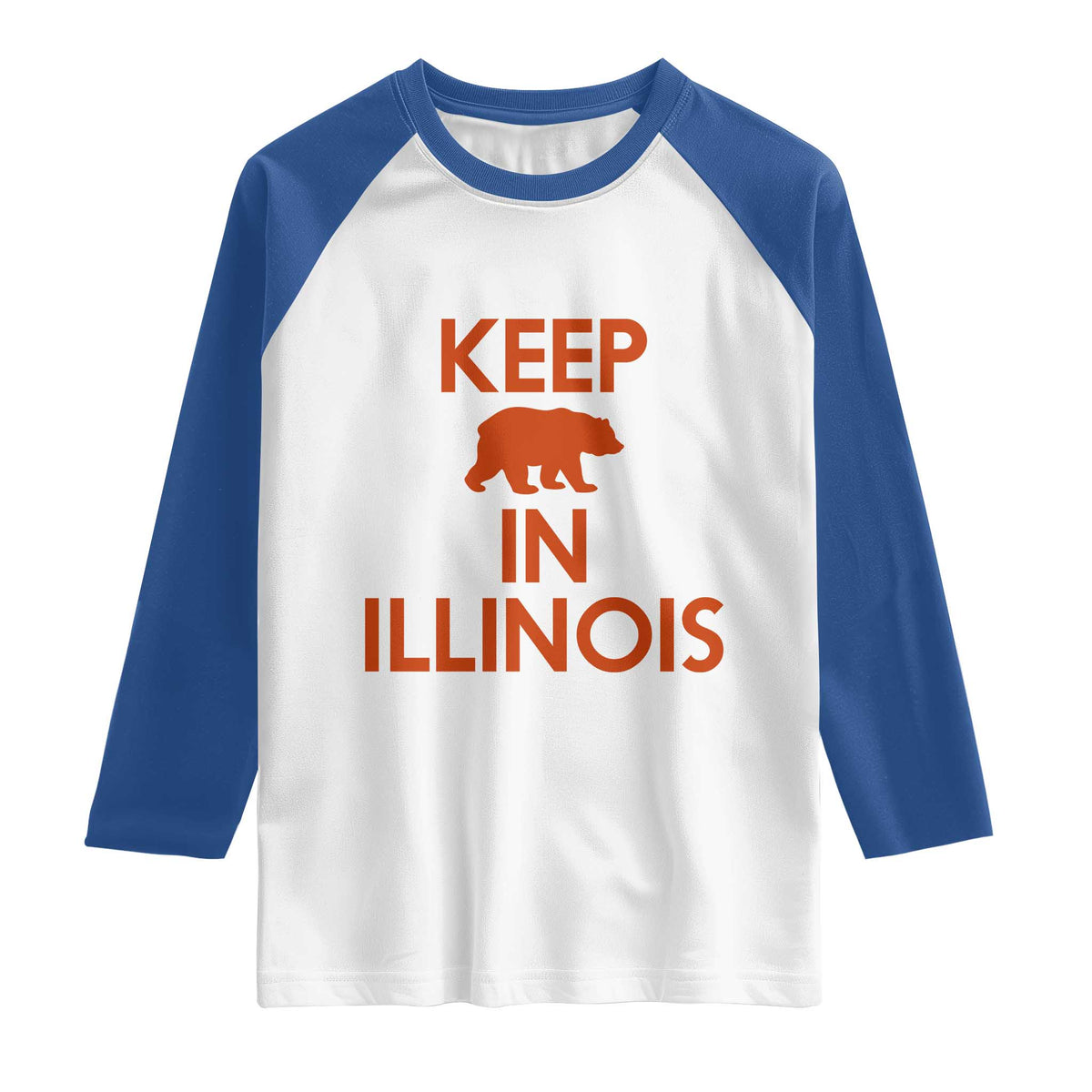 Keep Bear In Illinois CFB Raglan Shirt Chicago Pride Gift TS12 White Royal Print Your Wear