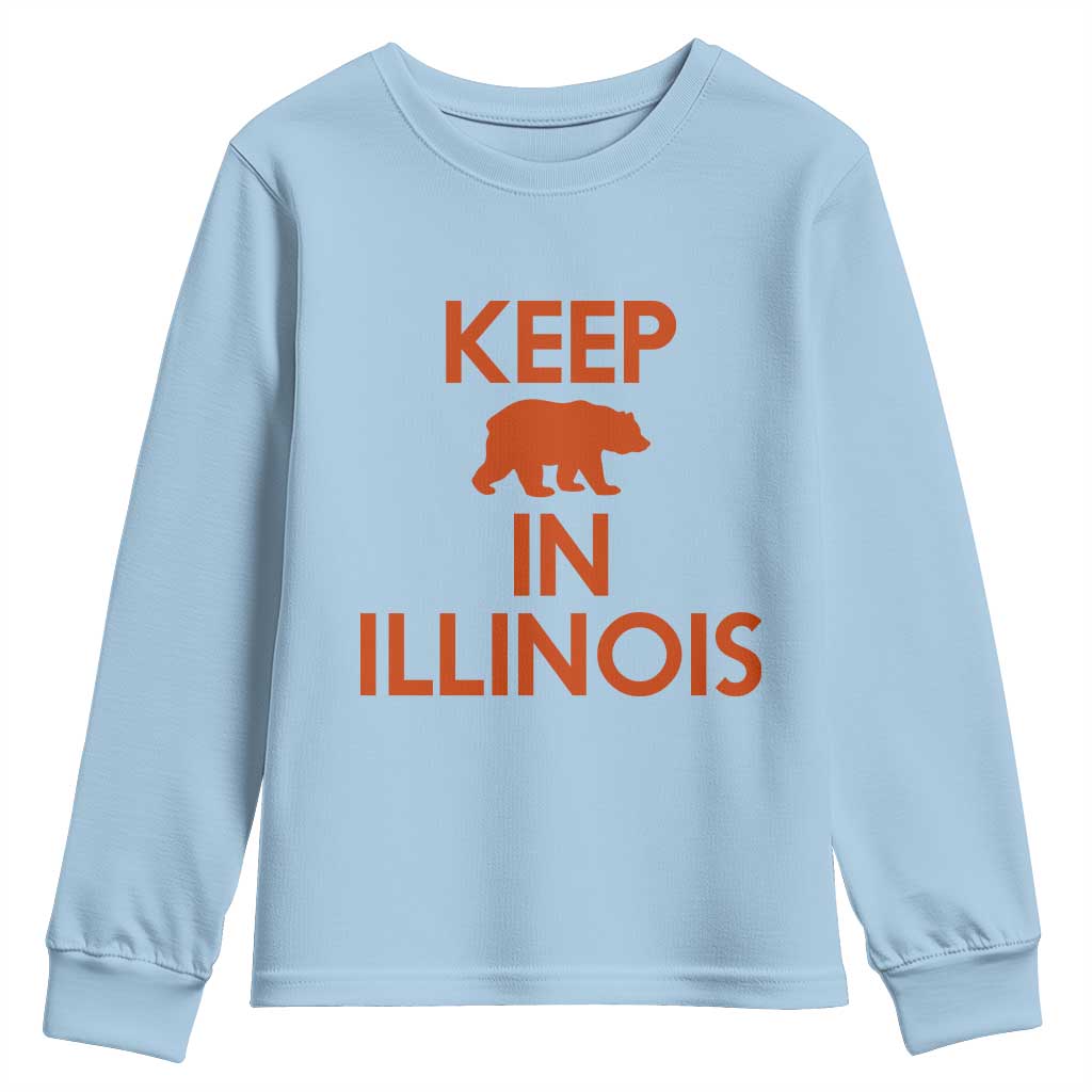 Keep Bear In Illinois CFB Youth Sweatshirt Chicago Pride Gift TS12 Light Blue Print Your Wear