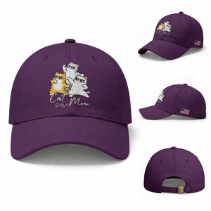 Cat Mom Baseball Cap Three Cool Cats with Sunglasses TS12 Baseball Cap Universal Fit Purple Print Your Wear