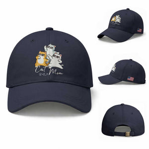 Cat Mom Baseball Cap Three Cool Cats with Sunglasses TS12 Baseball Cap Universal Fit Navy Print Your Wear