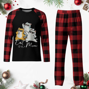Cat Mom Plaid Pajama Set Three Cool Cats with Sunglasses TS12 Buffalo Plaid Print Your Wear