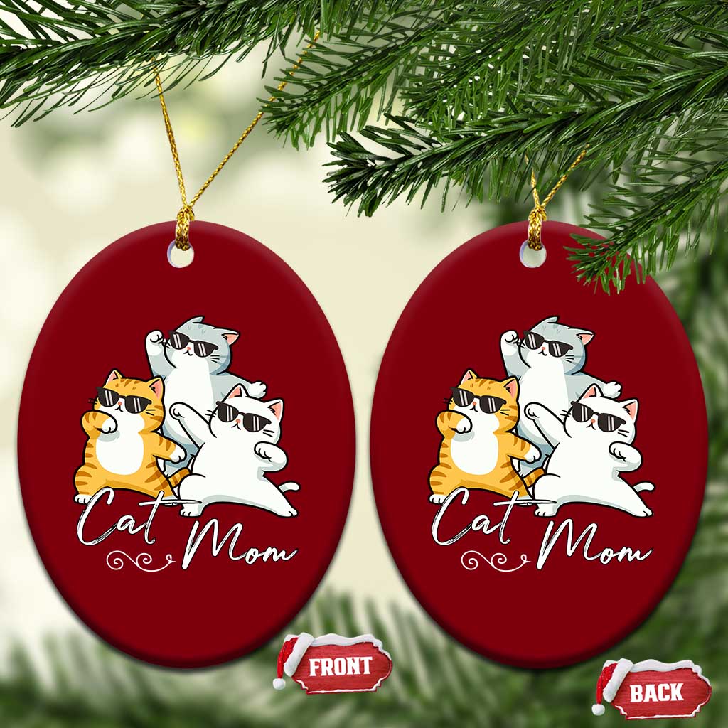 Cat Mom Ceramic Ornament Three Cool Cats with Sunglasses TS12 Print Your Wear