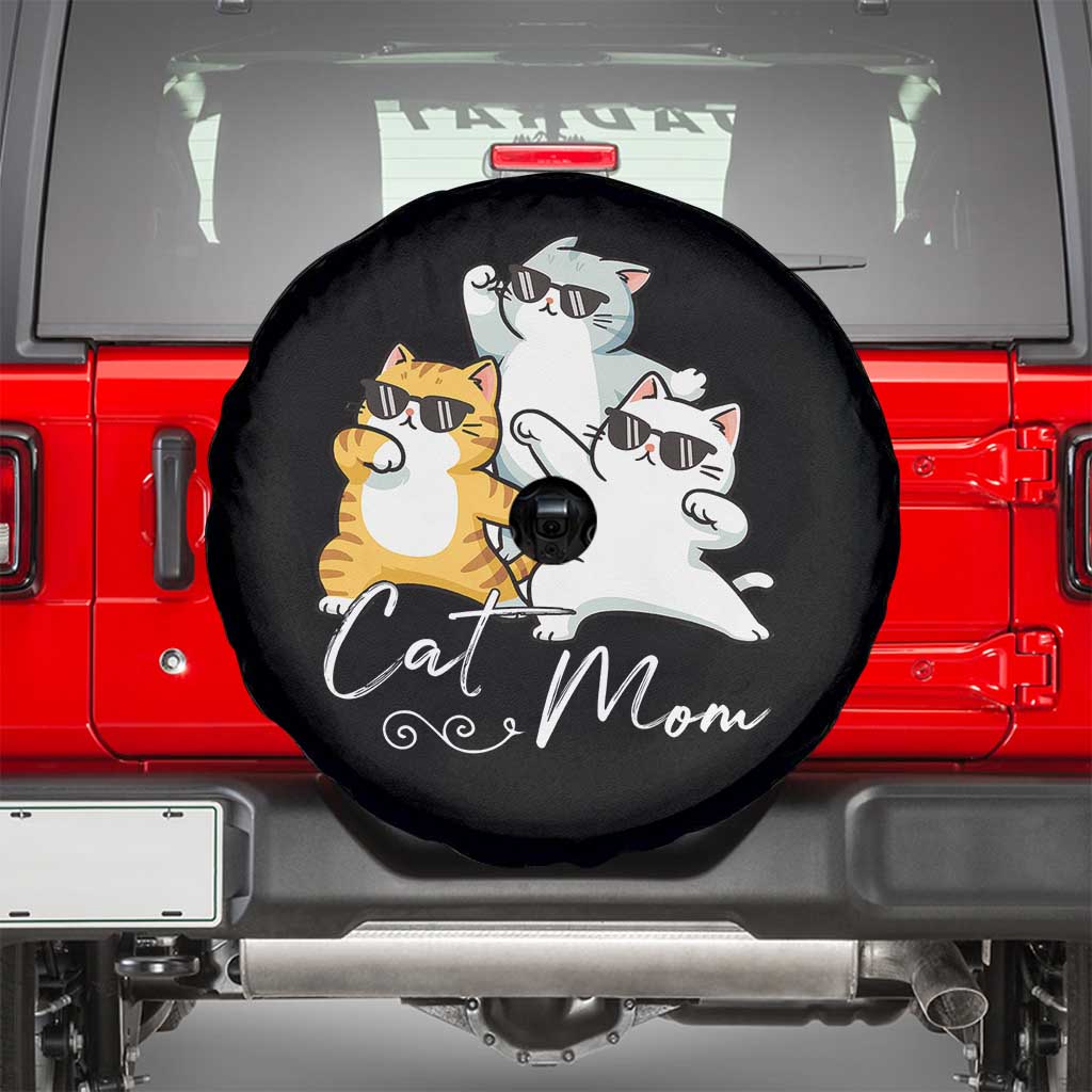 Cat Mom Spare Tire Cover Three Cool Cats with Sunglasses TS12 Black Print Your Wear