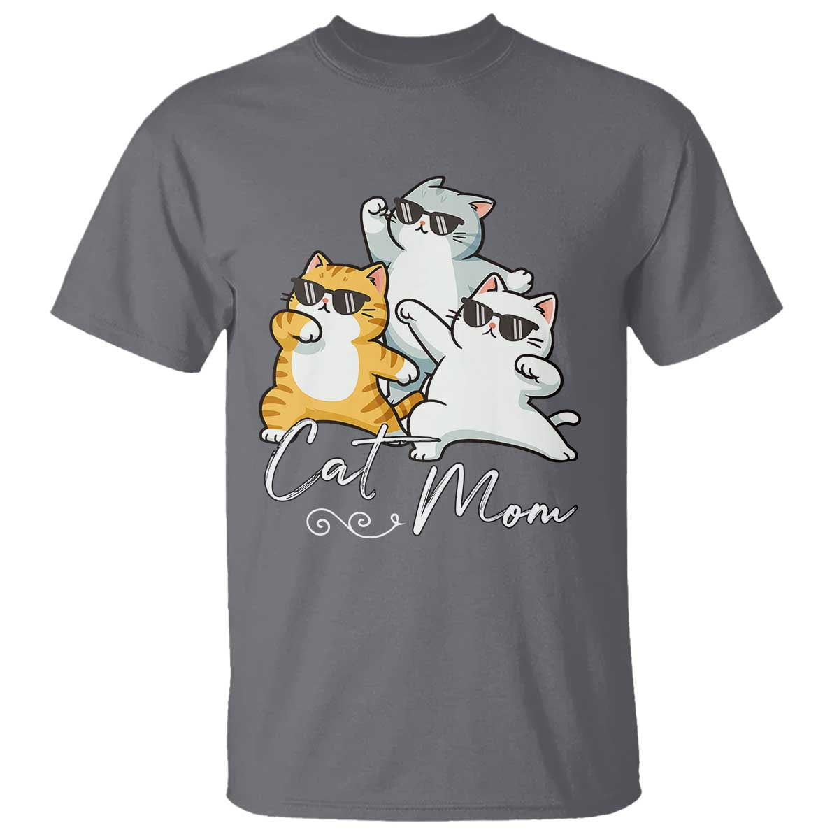Cat Mom T Shirt Three Cool Cats with Sunglasses TS12 Charcoal Print Your Wear