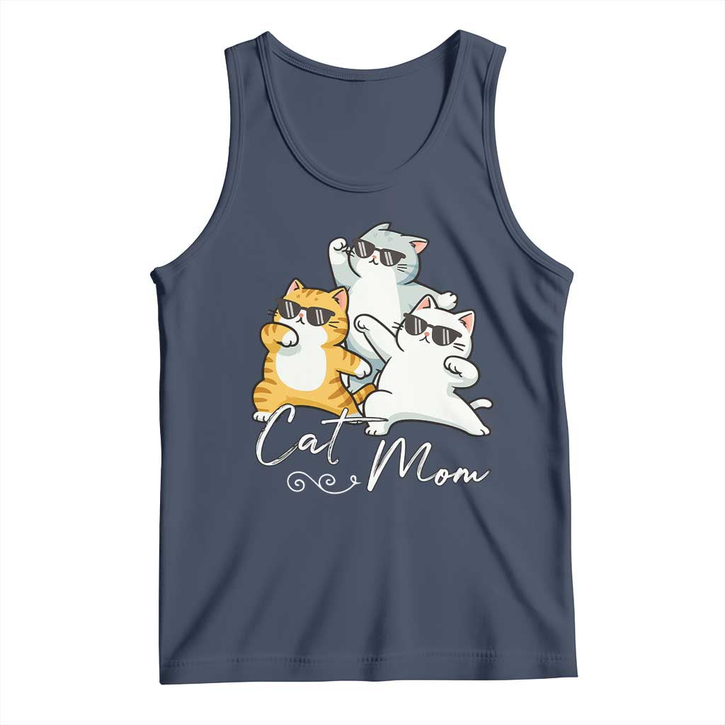 Cat Mom Tank Top Three Cool Cats with Sunglasses TS12 Navy Print Your Wear