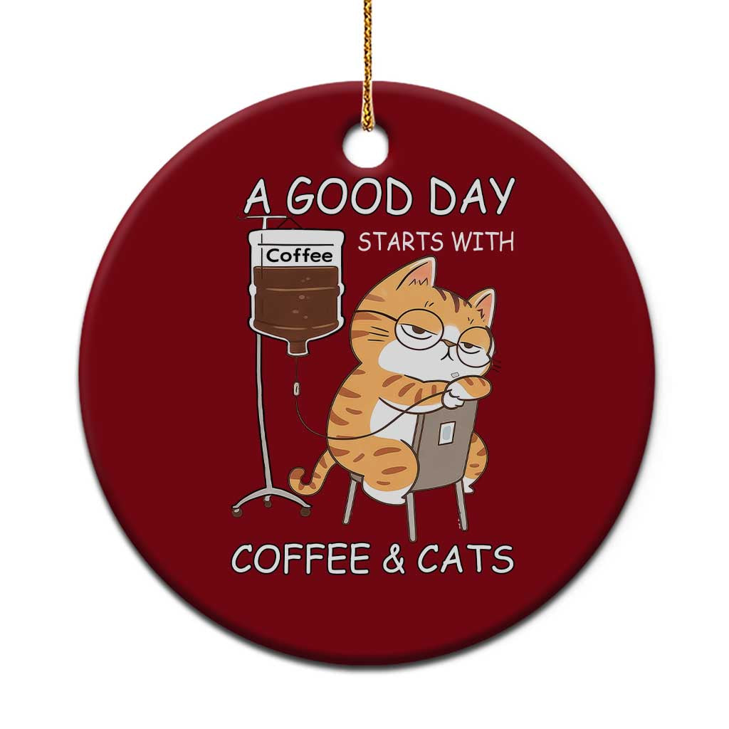 A Good Day Starts With Coffee And Cats Ceramic Ornament Funny Purrfect Morning TS12 1pc Red Print Your Wear