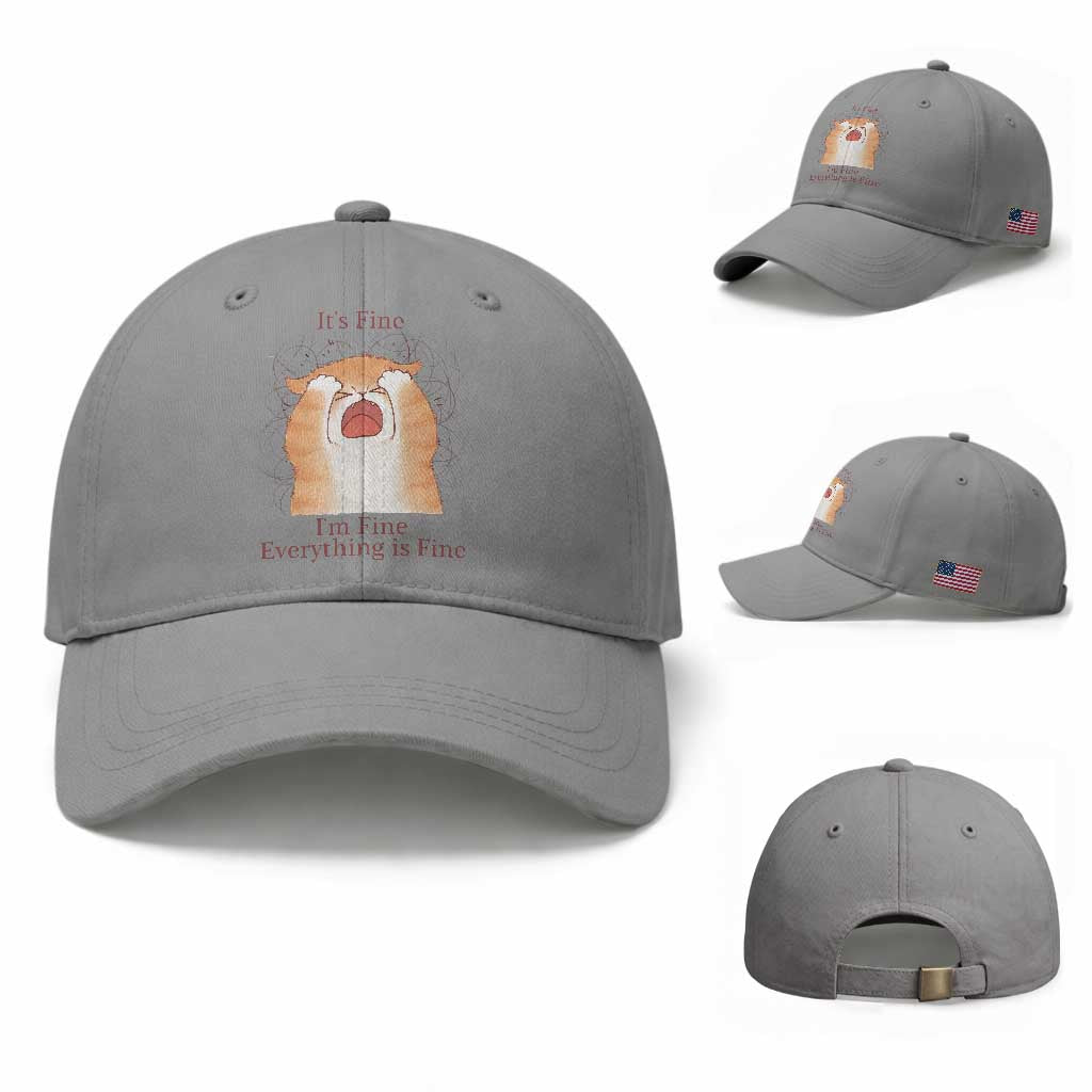 Its Fine I am Fine Everything is Fine Funny Cat Lover Baseball Cap TS12 Baseball Cap Universal Fit Sport Gray Print Your Wear