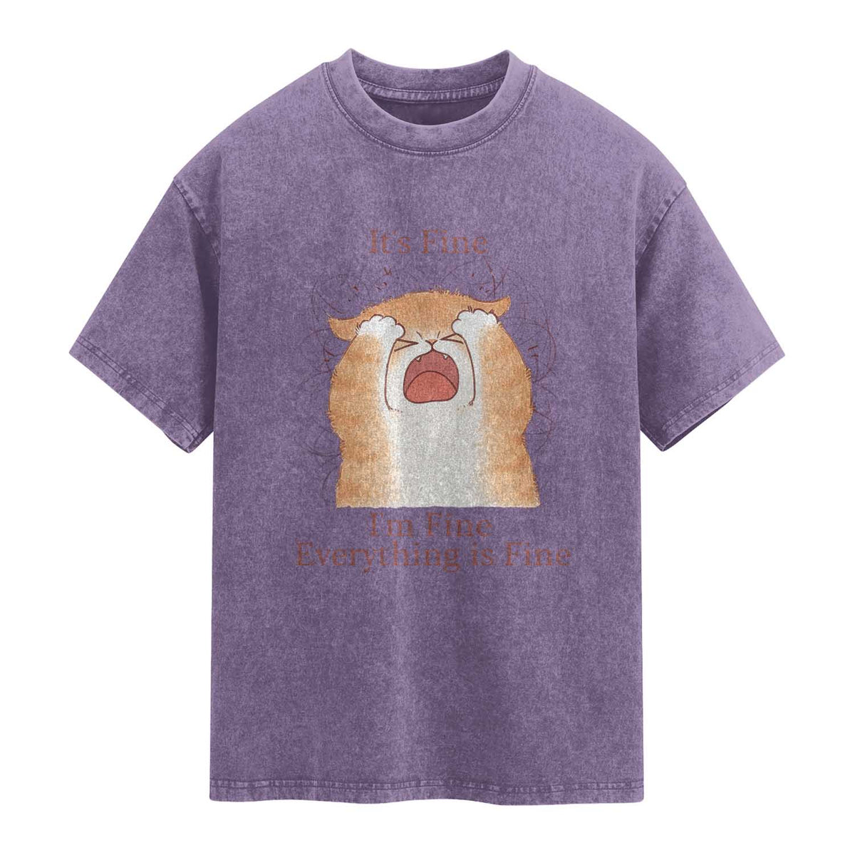 Its Fine I am Fine Everything is Fine Funny Cat Lover Washed Cotton T-Shirt