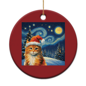 Christmas Van Gogh Cat Christmas Ornament In Santa Hat Starry Night TS12 Print Your Wear