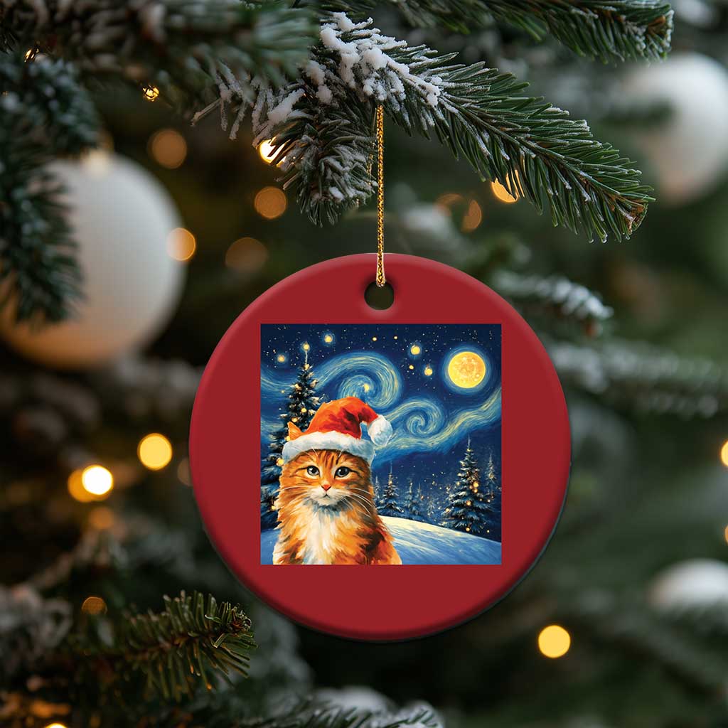 Christmas Van Gogh Cat Christmas Ornament In Santa Hat Starry Night TS12 Print Your Wear
