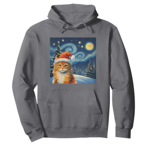 Christmas Van Gogh Cat Hoodie In Santa Hat Starry Night TS12 Charcoal Print Your Wear