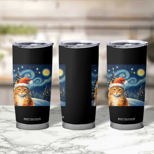 Christmas Van Gogh Cat Tumbler Cup In Santa Hat Starry Night TS12 Print Your Wear
