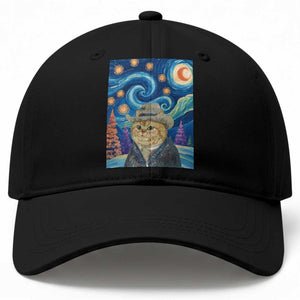 Funny Van Gogh Cat in Starry Night Baseball Cap TS12 Print Your Wear