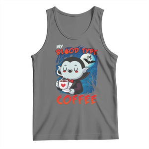 My Blood Type Is Coffee Tank Top Funny Vampire Halloween TS12 Black Heather Print Your Wear